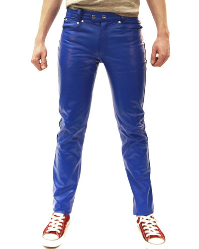 Uomo blu pelle - pantalone, 100%