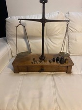 Antica Bilancia Da Farmacia/orefice con Cassetto XIX - primi XX secolo Punzonata
