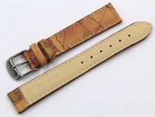 Cinturino Orologi Pelle Beige Stampa Geografica Mondo 16/14mm Realizzato a Mano