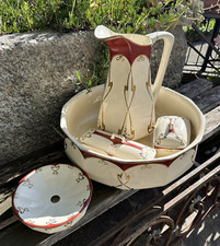 Antica brocca-  catino /altri 3 pezzi- ceramica - Sarreguemines / toilette