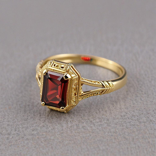 Anello vintage granato 7x9 - , mm