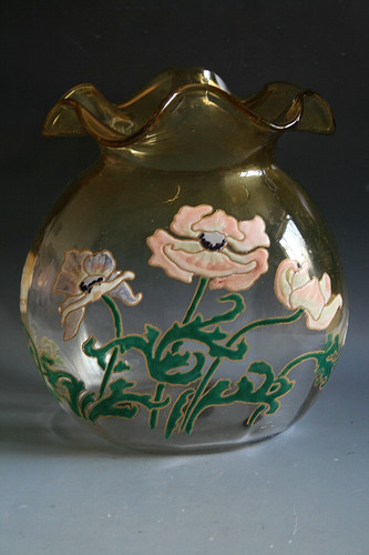 Antico vaso vetro smaltato - vaso,