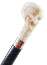 Bastone da passeggio in legno con manico testa di teschio colore bianco nuovo...