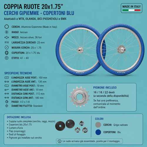 Coppia ruote 75 - 20, 1.75