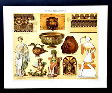 1902 Original Litografia.ANTICHE TERRACOTTE..VARIETA TIPOLOGICA  Meyers.AETNA