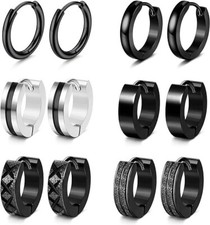 6 Coppie Orecchini Uomo