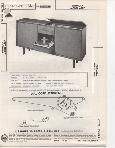 1965 phonola 6007 radio record - phonola,