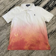 Polo Ralph Lauren rara maglietta rossa arancione bianca sfumata logo pony taglia L