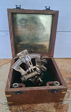 SESTANTE NAUTICO OTTONE Kelvin & Hughes + COFANETTO IN LEGNO IDEA REGALO VINTAGE