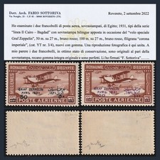 Egitto 1931 Posta Aerea Dirigibile Graf Zeppelin Certificato MNH Egypt Air Mail