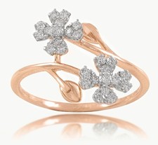 0.58ct Naturale Diamante Rotondo 14k Oro Rosa Matrimonio Anniversario Mix Anello