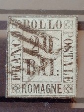 Antichi Stati - Francobolli Romagne 1859 - Lotto 20 Bai Grigio Azzurro Usato.