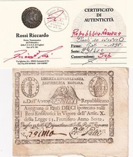 REPUBBLICA ROMANA ASSEGNATO DA PAOLI 10  1798 SIMBOLO SUL RETRO  CERCHIO  SUP