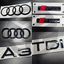 AUDI A3 2013-2020 Distintivi Nero Lucido GRIGLIA/STIVALE/PARAFANGO SET COMPLETO/2 X S-Line/TDI