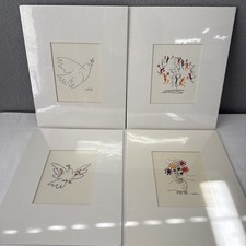 Set stampe vintage Pablo Picasso (4) opaco 8" x 10" colomba della pace bouquet Le Rhonde