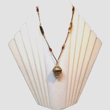 Art. 50 Collana Color Bianca White/Brown Lunga cm 80 con Pendente New Old Stock