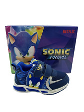Scarpe da ginnastica bambino sneakers bimbo con luci Sonic a strappo blu
