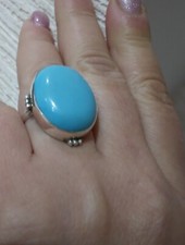 Antico Anello Argento 925 E Grande Turchese,scatola Regalo Omaggio!