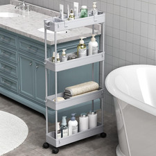 SAKA Carrello Portaoggetti Sottile, a 4 Ripiani, per Bagno, Cucina, Lavanderia, 