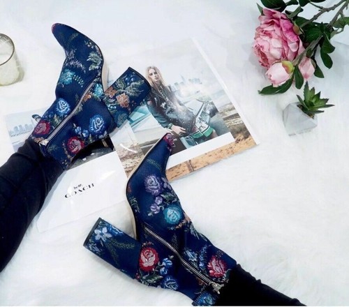 Zara blu ricamato floreale - zara,
