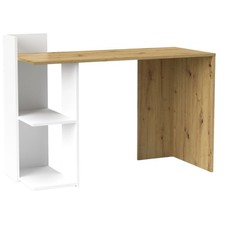 SCRIVANIA UFFICIO TAVOLO PC COMPUTER RIPIANI IN LEGNO CON 2 VANI MODERNA ROVERE