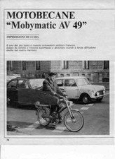 PUBBLICITA'  ADVERTISING-MOTOBECANE MOBYMATIC AV 49   1970-CICLOMOTORI  EPOCA