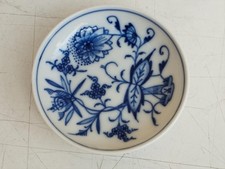 ANTICO PIATTO PIATTINO PORCELLANA TEDESCA MEISSEN DIPINTO A MANO BIANCO-BLU