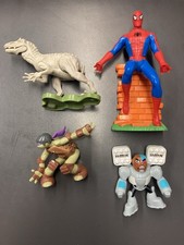 Lotto 4 Sorprese Kinder Pasqua Turtles Ninja Dinosauri Spider Man Incomplete