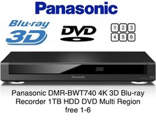 Panasonic DMR-BWT740 Registratore Blu-ray 4K 3D 1TB HDD DVD Multi Region Free 1-6 nb