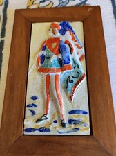 Antica Piastrella Mattonella MAIOLICA Vetrificata, Anni 50 - Sbandieratore