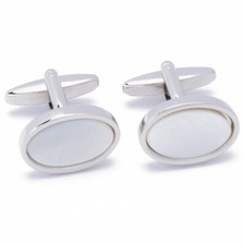Gemelli argento ovale con - -,