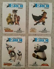 4 FIGURINE STICKER ESSELUNGA - EROI DREAMWORKS - 2012 - DIVERSE - VEDI FOTO !!!