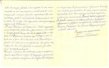 1952 ROMA Lettera Vincenzo Maria PINTORNO alla "maratona dei 90 anni"  AUTOGRAFO