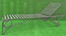 LETTINO CON RUOTE DA ESTERNO GIARDINO IN VERO FERRO BATTUTO A MANO - ARTIGIANALE