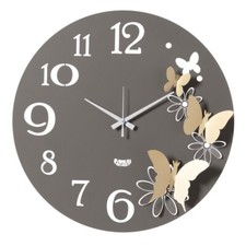 Arti & Mestieri, Butterfly Flowers, Orologio Parete 45cm Fango e Oro, Metallo