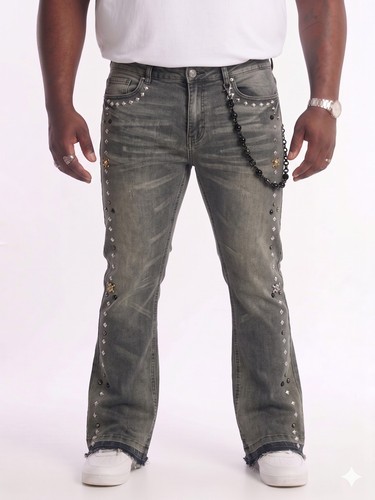 Jeans uomo nero chiaro grande