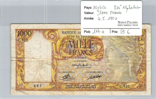 Algeria 1000 franchi 1950 - algeria,