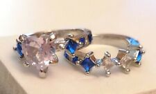 ANELLI SOLITARIO+VERETTA BRILLANTE <CUORE>, ZAFFIRI, Cm.1,5 LEGA PLATINO/ARGENTO