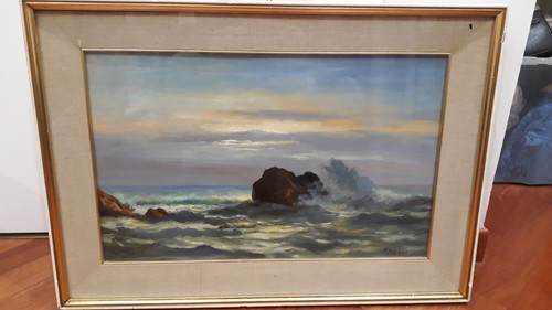 Dipinto olio marina su - olio, marina.