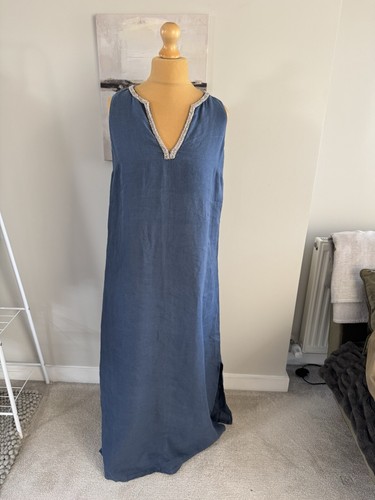 Abito maxi lino blu designer