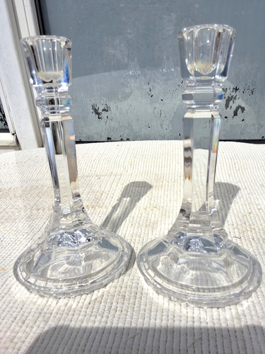 Pair vintage solid clear glass - pair,