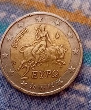 2 Euro 2002 Grecia S Nella Stella Errore di conio
