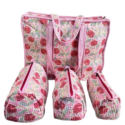 Set tote bag cotone - , trapuntato