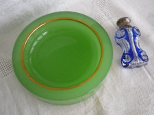 Antique Murano Green Jade Vaseline  Opaline Glass Bowl Dish