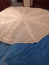 tovaglia uncinetto, fatta a mano, diam. 115 cm circa, col. bianco