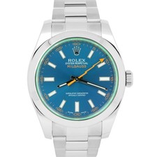 CARTE ROLEX MILGAUSS Z-Blu Verde Cristallo BLU 40mm 116400 GV Acciaio Orologio SCATOLA