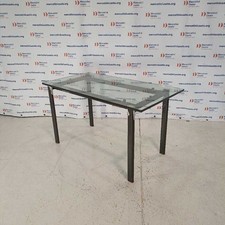 Tavolo Vintage in Cristallo Design Stile Le Corbusier Ferro Laccato Italia