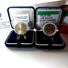 ITALIA DITTICO 1000 LIRE 1970 ROMA CAPITALE.1000 LIRE 1998  PLACATA 24 K