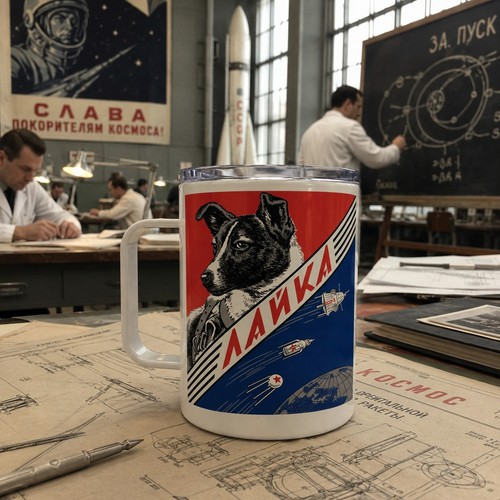 Tazza viaggio retrò laika - da,