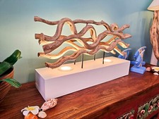 Lampada da Tavolo Liana Legno Massello Luce Tropisch Punti Tailandese Credenza